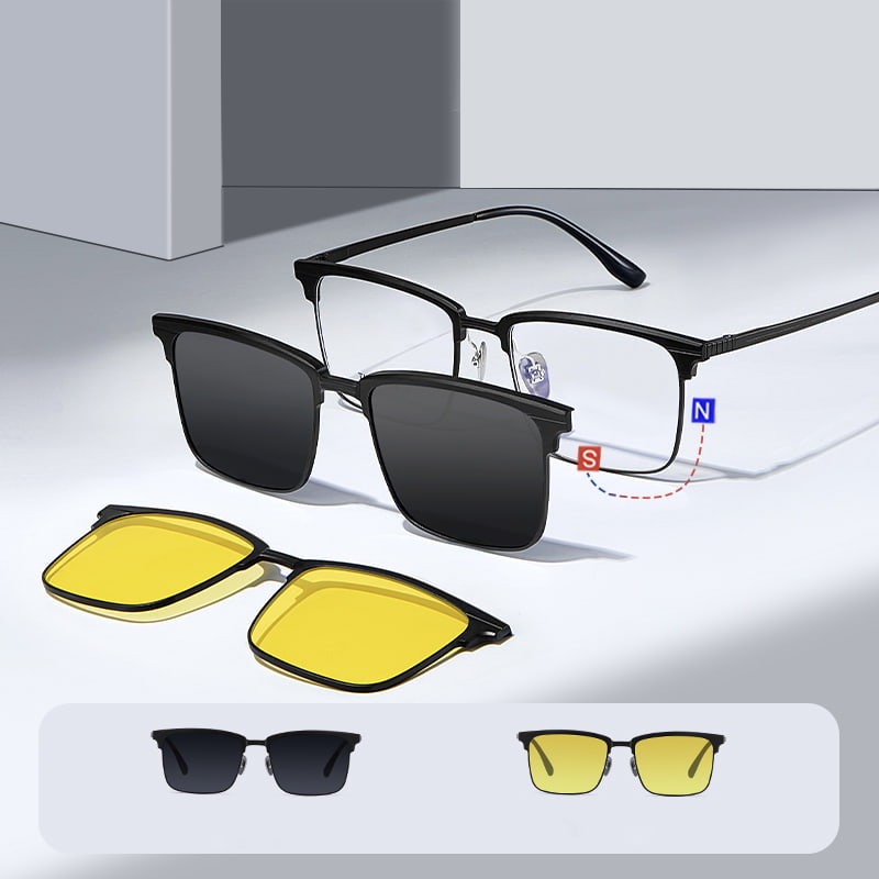 CH9202 Fein geschnitzte einteilige Myopie-Drei-in-Eins-Magnetsonnenbrille