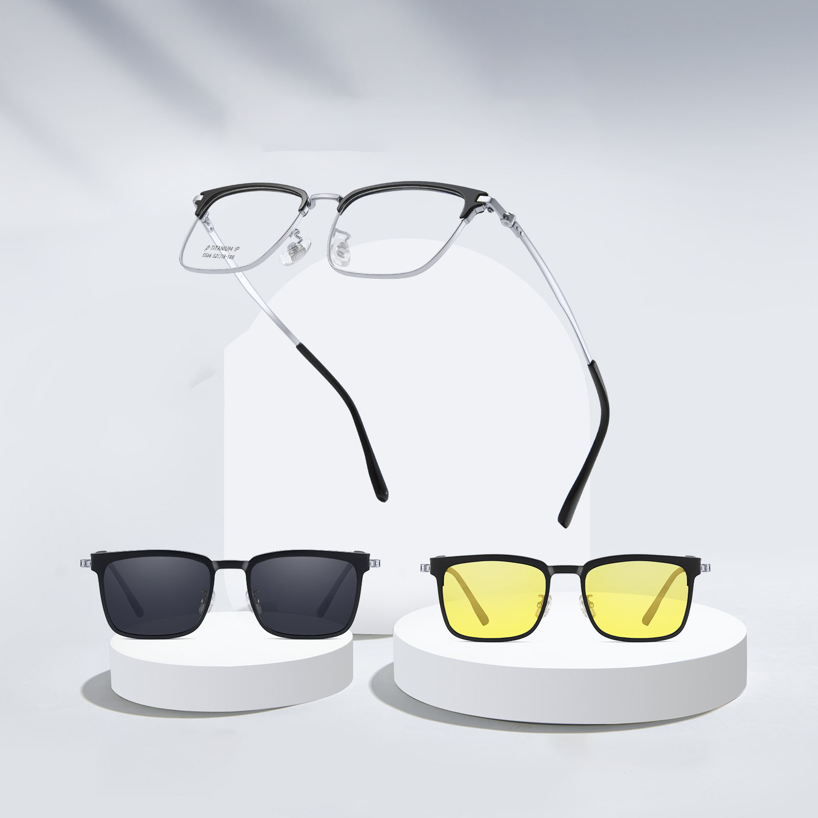 5566 Unsichtbarer eingebetteter Magnet Hochauflösende 3-in-1-Magnetsonnenbrille