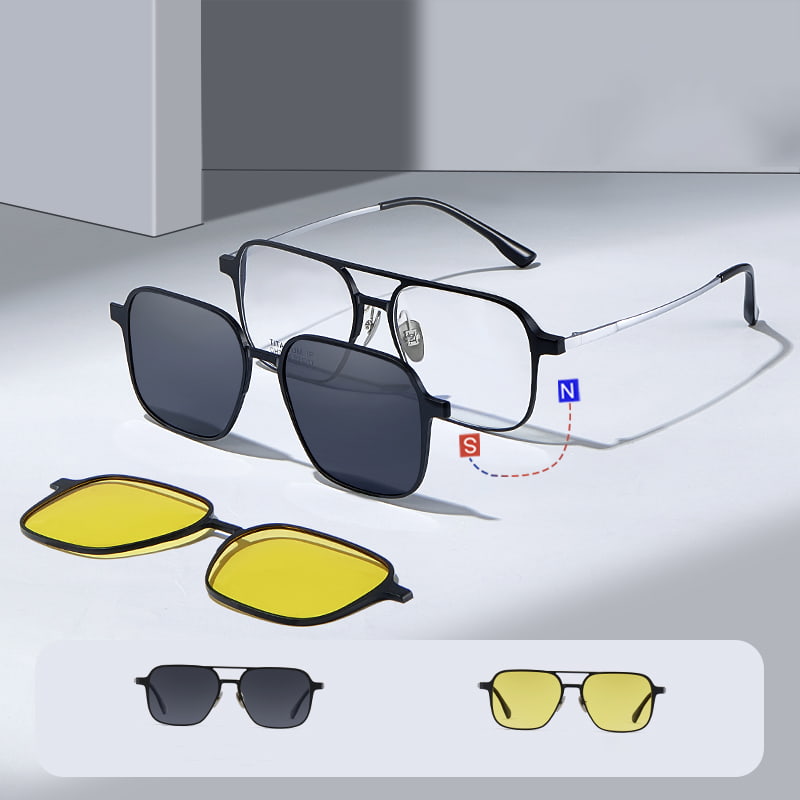 CH7038 Aluminium-Magnesium-Doppelstrahl-Drei-in-Eins-Sonnenbrille mit magnetischer Myopie-Polarisation