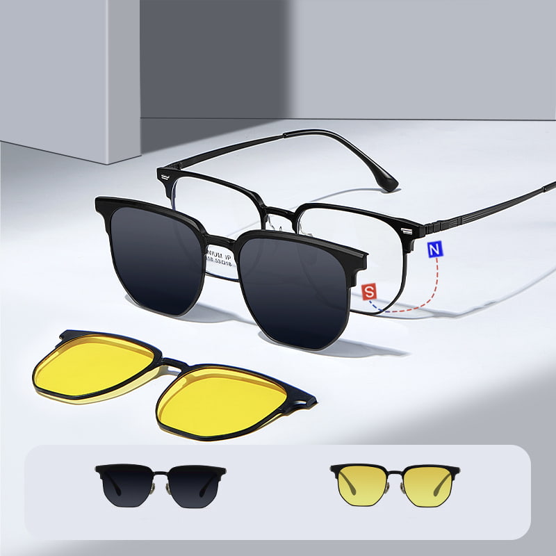 CH9318 Polygonale Great-Wall-Spiegel-Drei-in-Eins-Magnetsonnenbrille