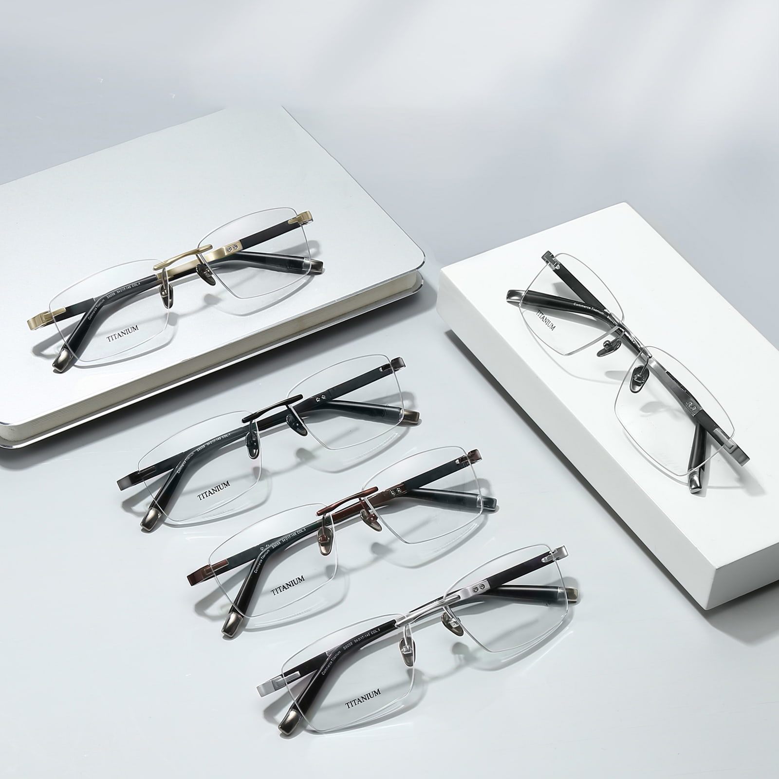 9058 Rahmenlose, bruchsichere Brille aus reinem Titan