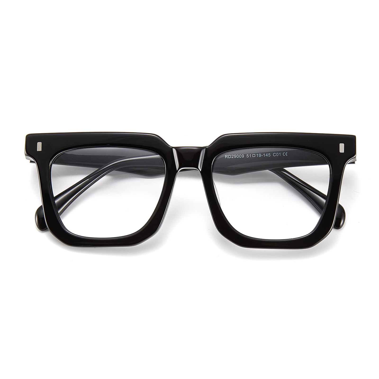 RD29009 Auffällige Acetatbrille mit quadratischem Rahmen und Schildpattstruktur