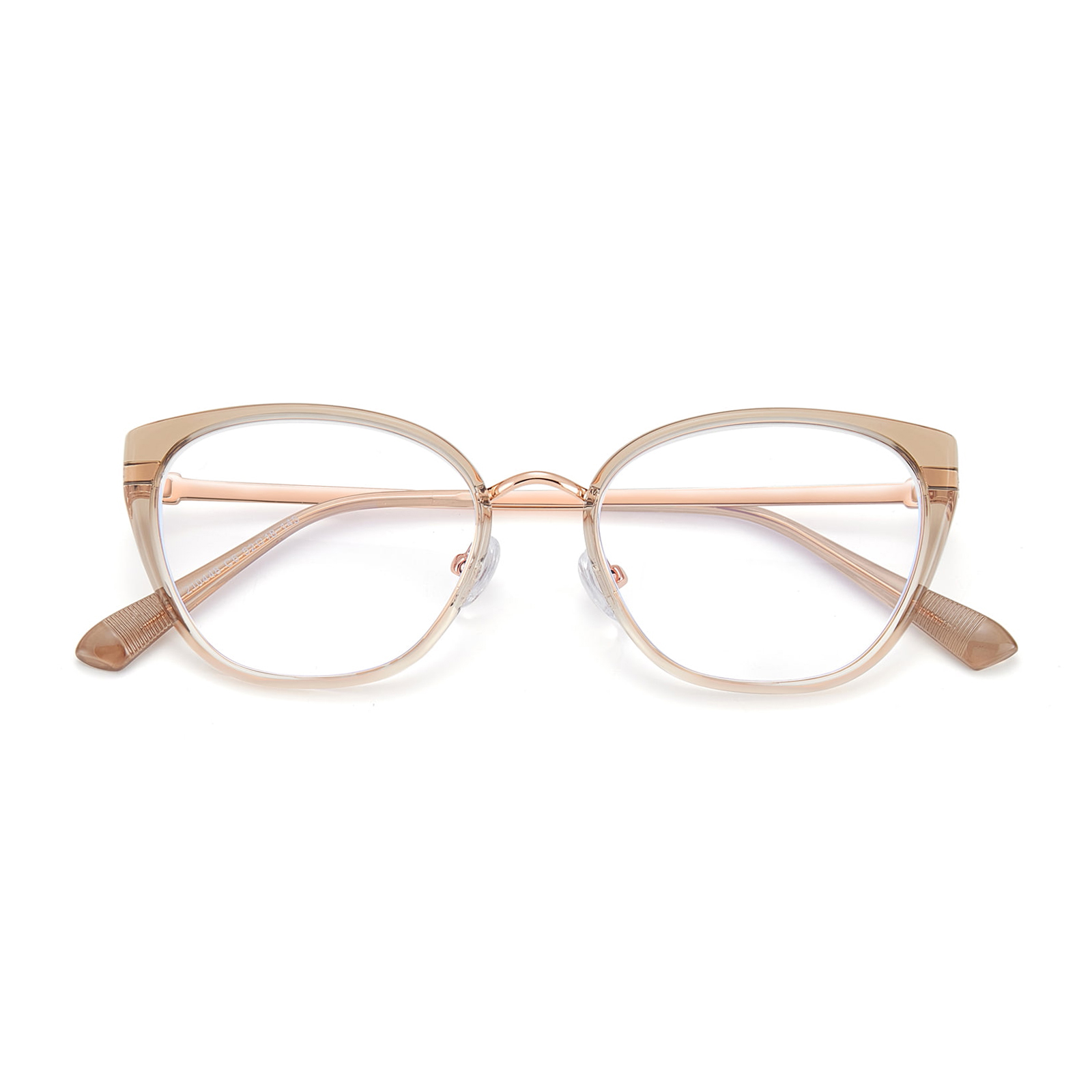 210448 Klare Cat-Eye-Brille mit gestreiften Buchstaben und Anti-Blaulicht-Brille